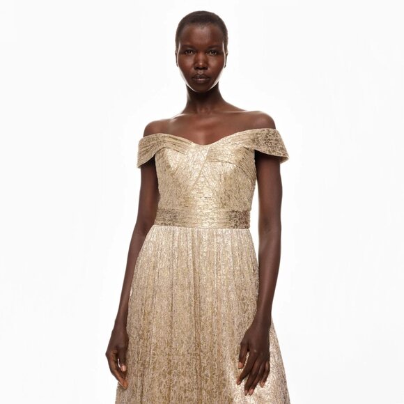 Aidan Mattox | Off The Shoulder Metallic Gown | NWT - Picture 4 of 7